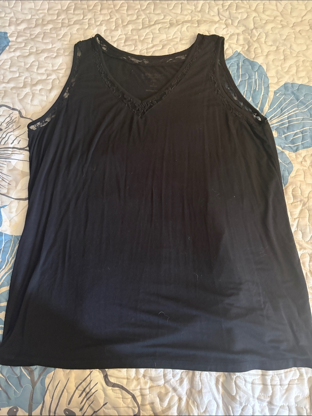 Torrid Black Lace-Trim V-Neck Women's Tank Top